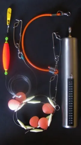 Our downrigger system includes thermometer weight, 1 tuff mutha snubber, stacker release and blade troll